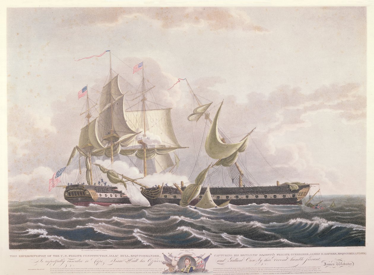 美国宪法和HMS Guerriere之间的战斗 作者 托马斯·伯奇