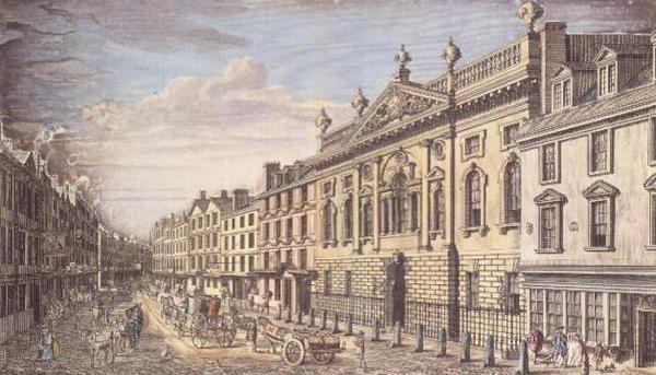 Ironmongers Hall and Fenchurch Street, engraving, after I. Donawell, c.1750 作者 托马斯·鲍尔斯（Thomas Bowles）