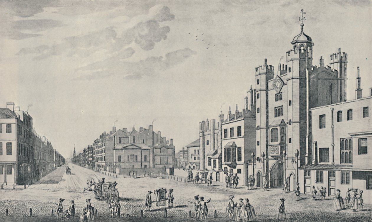 1920年，1740-1760年，颇尔购物中心，圣詹姆士宫外 作者 托马斯·鲍尔斯（Thomas Bowles）