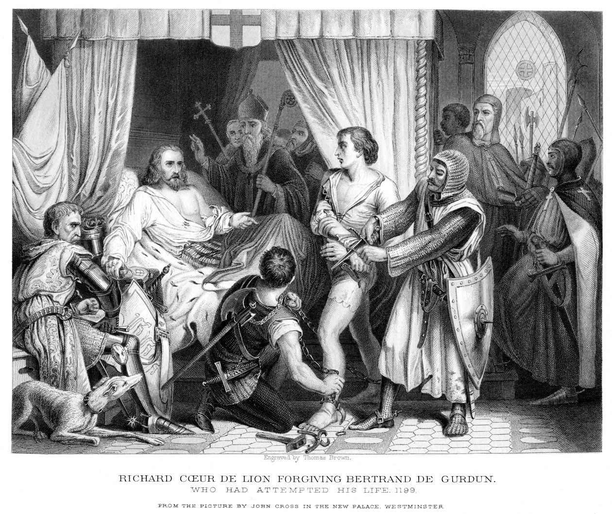 理查德一世国王1157-1199年，原谅Bertrannd De Gurdun，19世纪晚期。 作者 托马斯·布朗