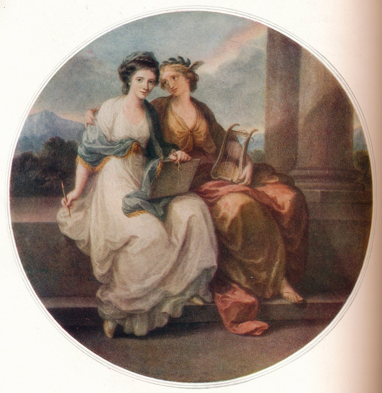 设计人物安吉莉卡·考夫曼（Angelica Kauffmann），《听诗的灵感》，1782年，1921年 作者 托马斯·伯克