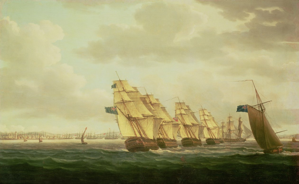 1797年7月，尼尔森（Nelson）与加的斯（Cadiz）的近海中队一起， 作者 托马斯·巴特沃斯（Thomas Buttersworth）