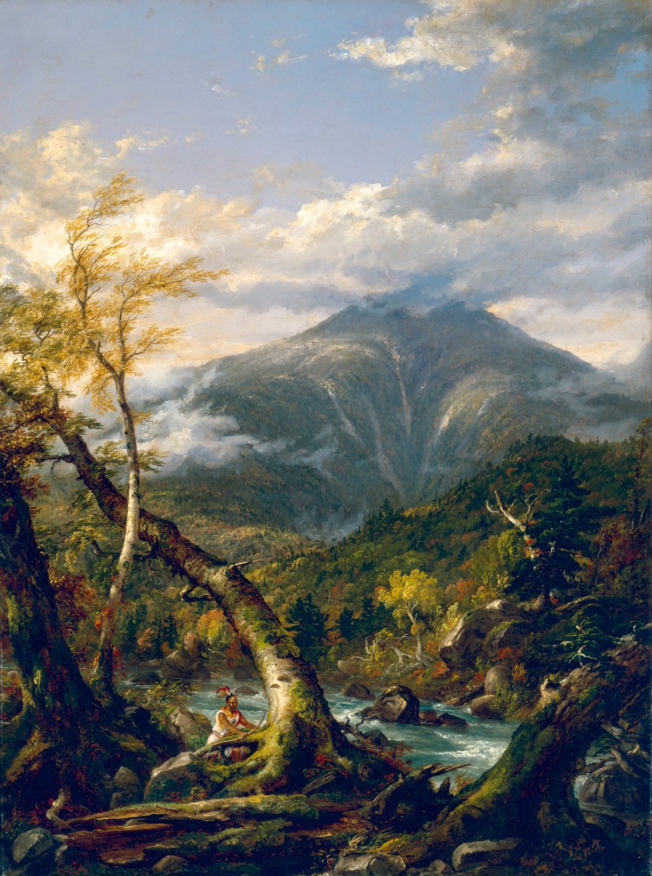 "" Indian Pass "" 美洲印第安人的洪流景观 - Thomas Cole (1801-1848) - 1847 年绘画 - 布面油画 尺寸 101x75 厘米休斯顿美术博物馆 作者 托马斯·科尔