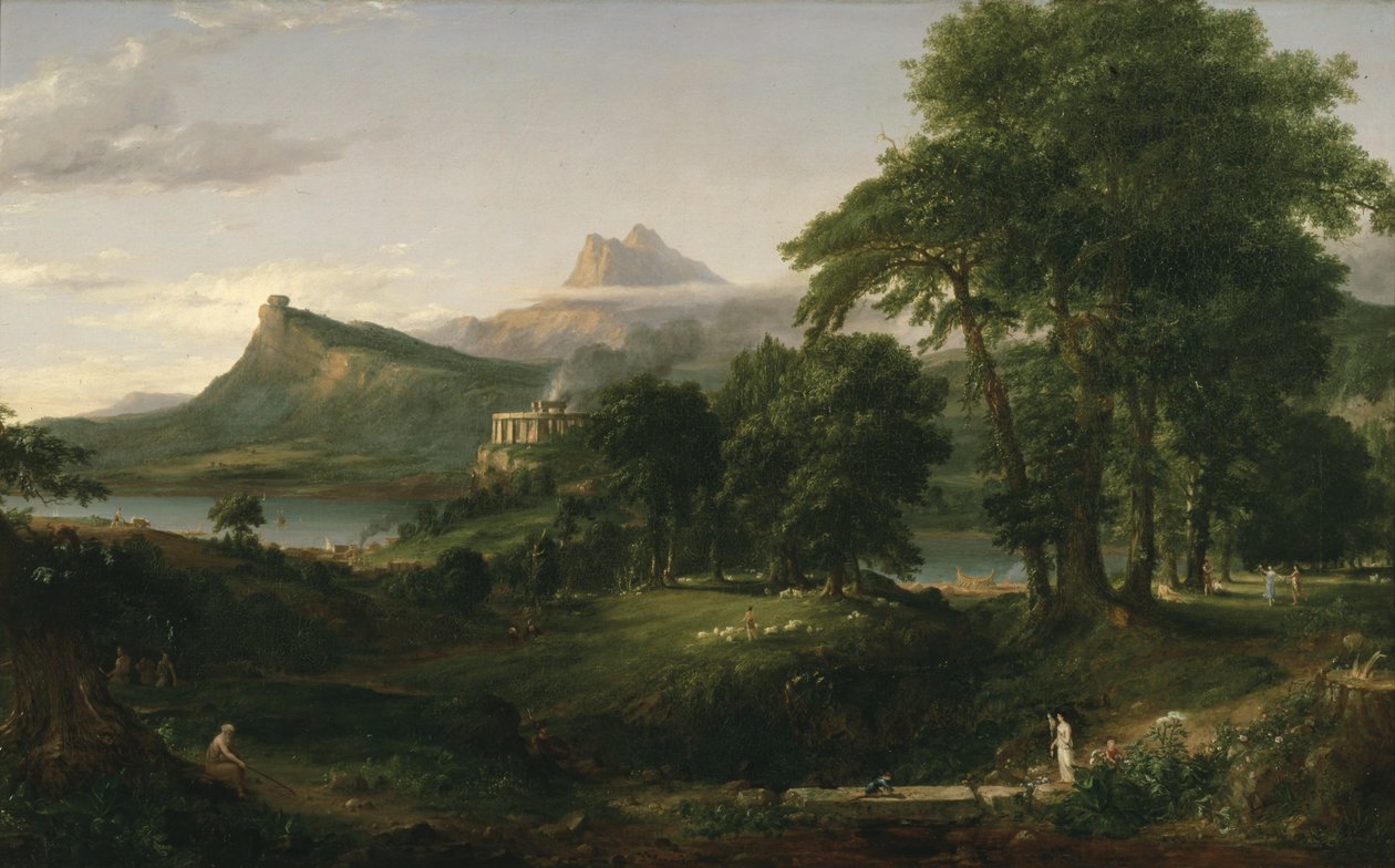 The Course of Empire: The Arcadian or Pastoral State, c.1836 (oil on canvas) 作者 托马斯·科尔