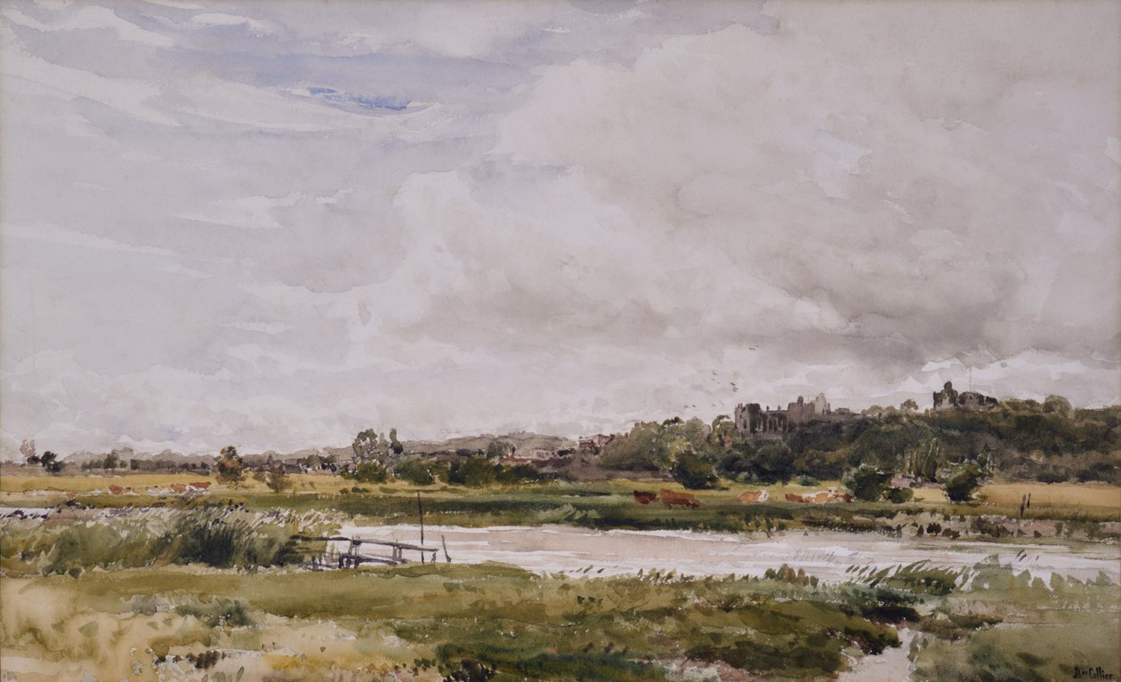 风景，前景中的河流 作者 托马斯·科利尔