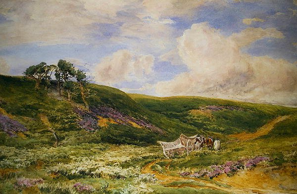 有车的风景（纸上水彩） 作者 托马斯·科利尔