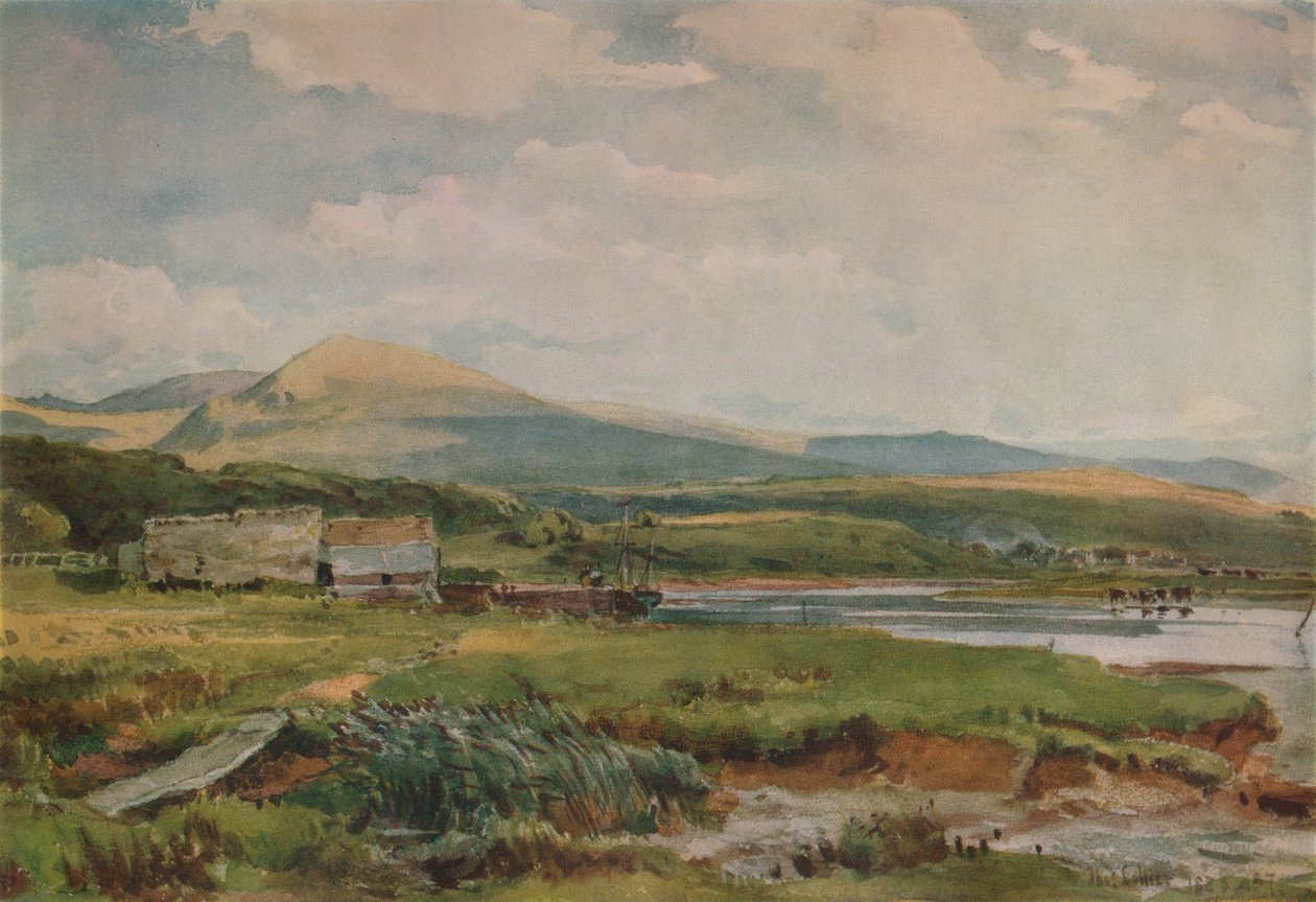 河景与小屋，c1887 作者 托马斯·科利尔
