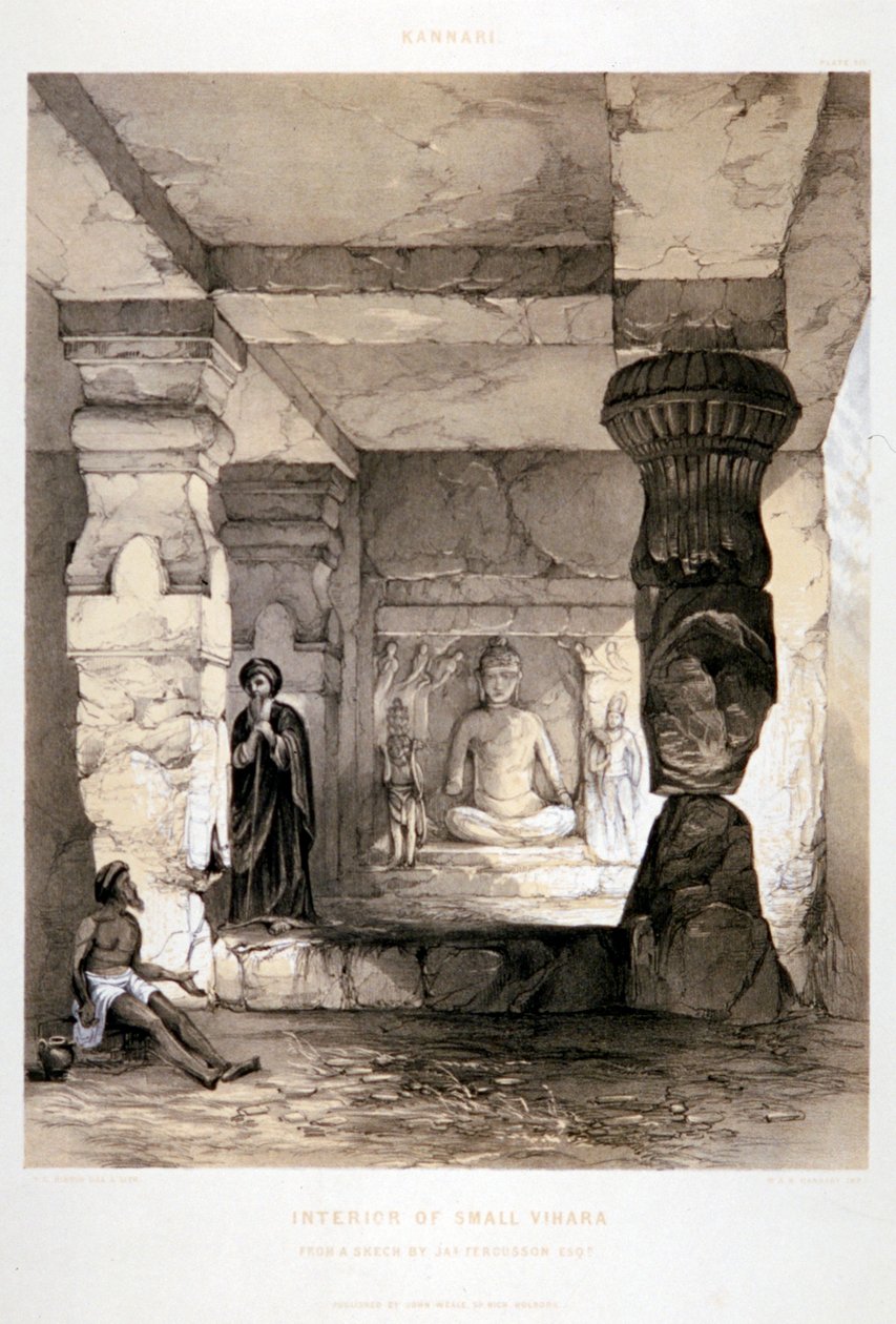 坎纳里，小寺院的内部》，印度，1845年 作者 托马斯·科尔曼·迪布丁