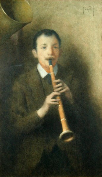 单簧管演奏家》，约1892年（纸上水彩）。 作者 托马斯·库珀·戈奇
