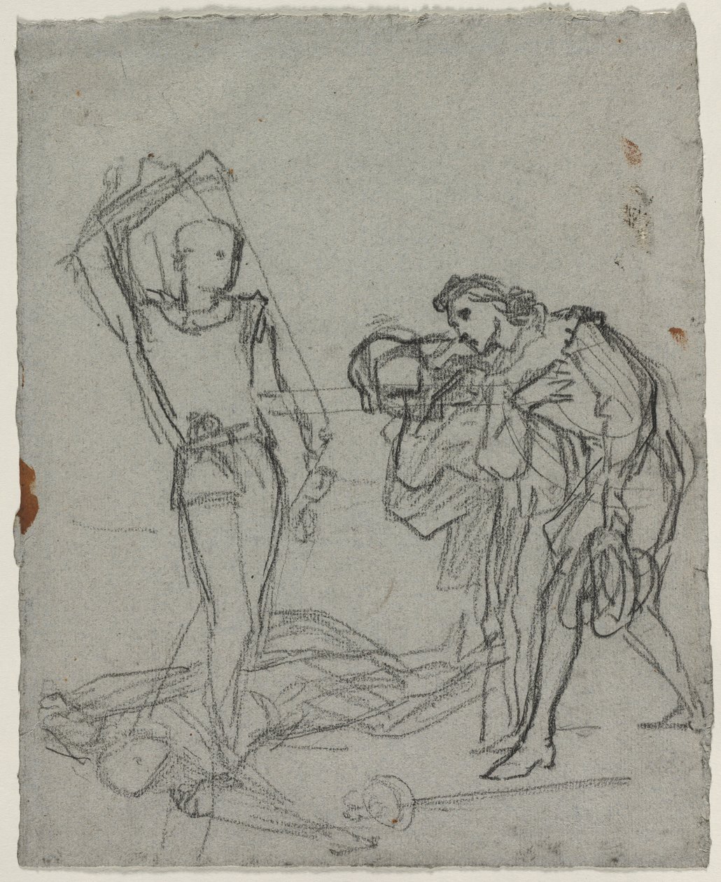 假面舞会表演后的决斗，c。 1857年。 作者 托马斯·库蒂（Thomas Couture）