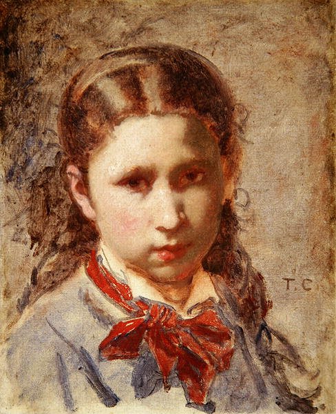 一个女孩的头（布面油画 作者 托马斯·库蒂（Thomas Couture）