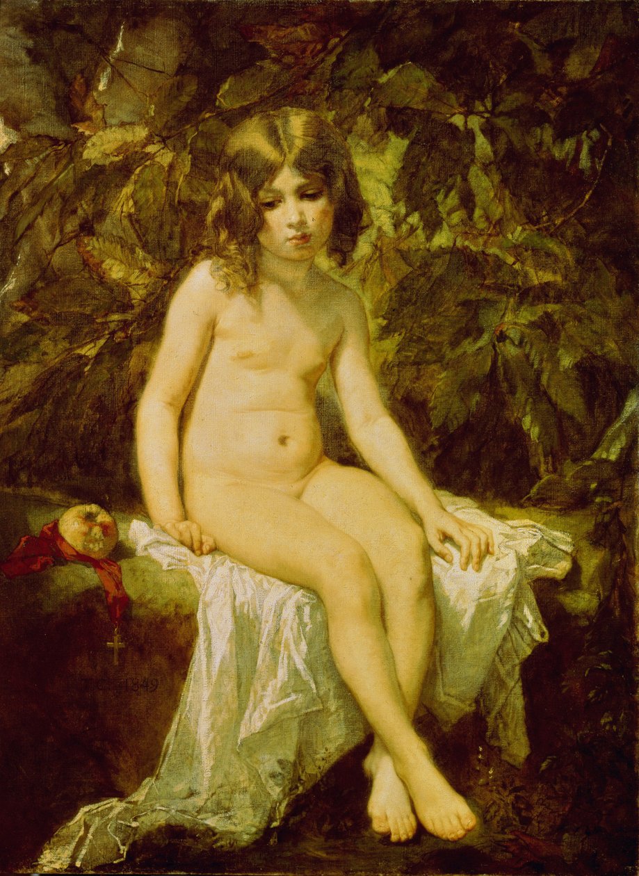 小浴女托马斯-库杜尔（1815-1879 年）的画作，布面油画 作者 托马斯·库蒂（Thomas Couture）
