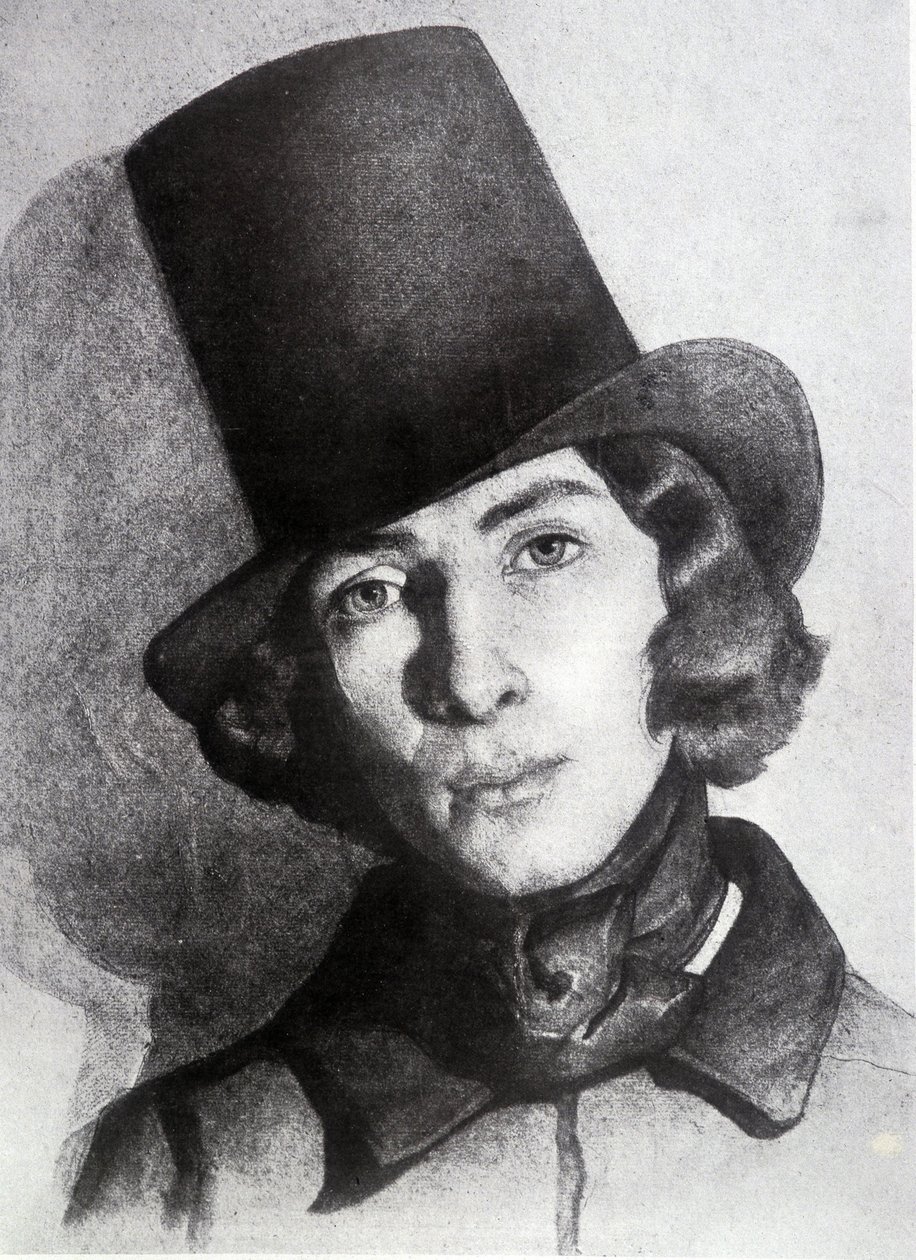 Maurice Sand (1823-1889) 的肖像，George Sand 的儿子，21 岁 - Thomas Couture (1815-1879) 的未注明日期的画 - 这幅画长期以来被认为是他母亲 George Sand 的画 作者 托马斯·库蒂（Thomas Couture）