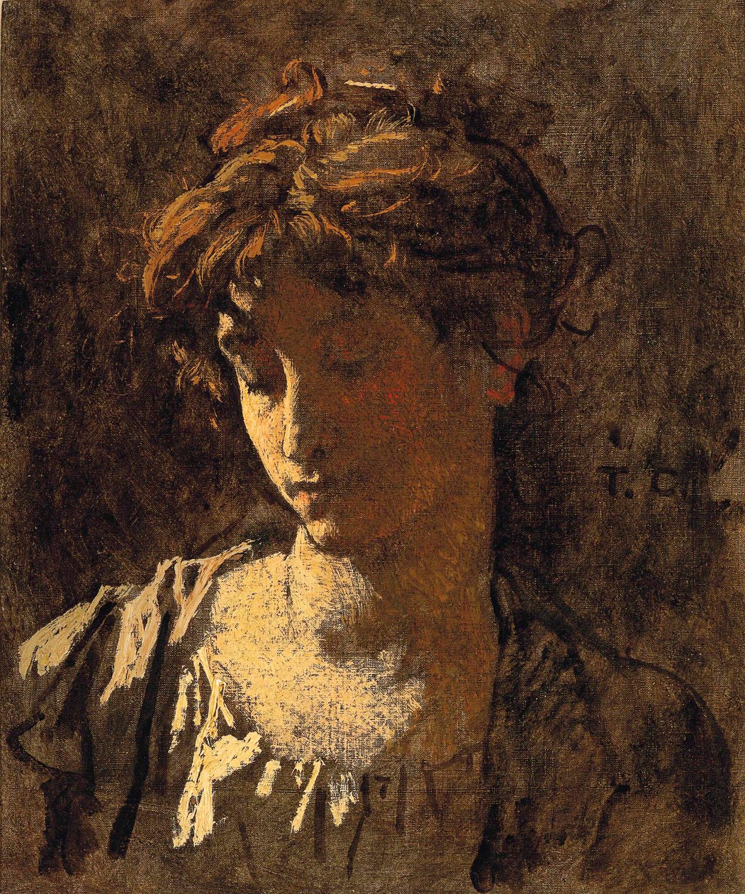 女人的画像（布面油画） 作者 托马斯·库蒂（Thomas Couture）