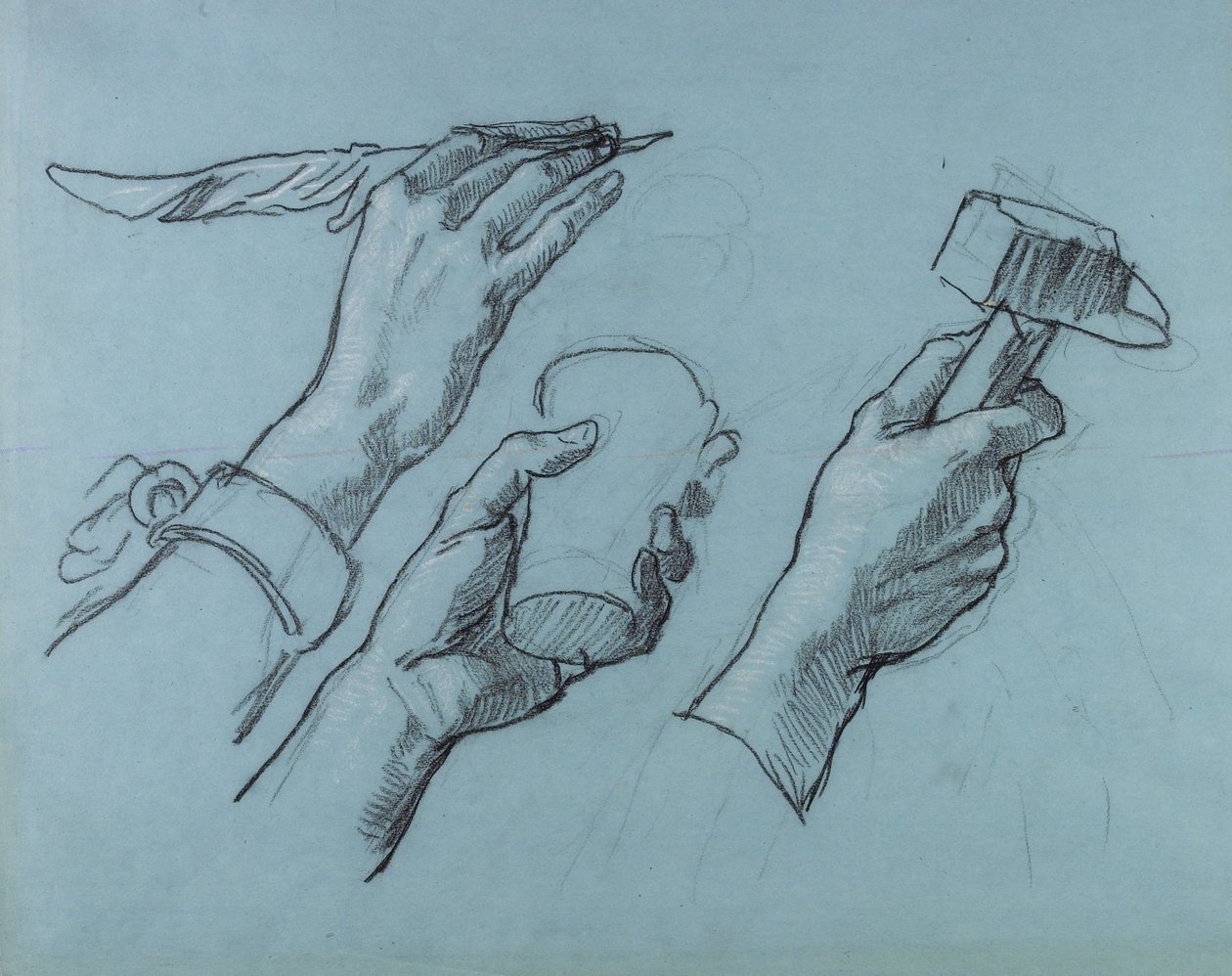 三手研究，c。 1876年 作者 托马斯·库蒂（Thomas Couture）