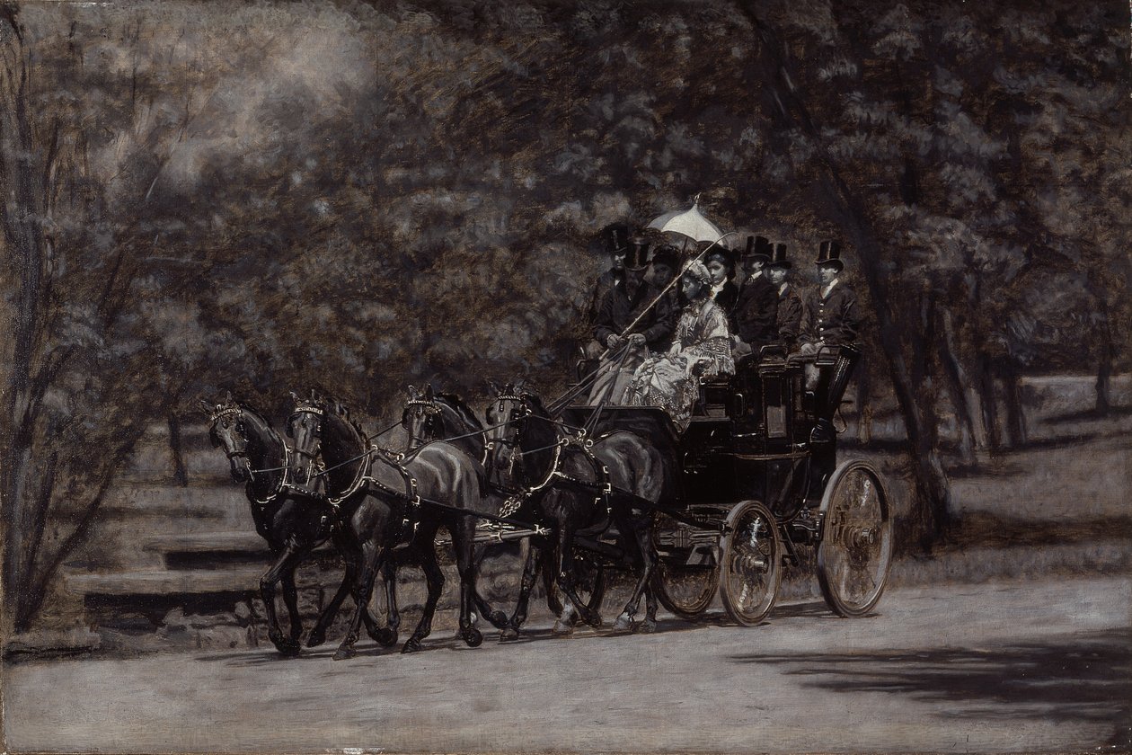 费尔曼-罗杰斯四手联弹（公园五月的早晨）1899 年（布面油画） 作者 托马斯·考珀思韦特·埃金斯