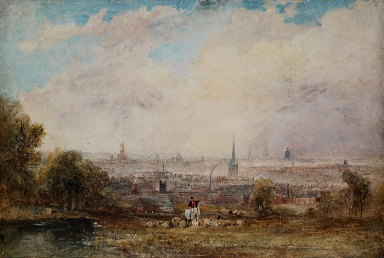 伯明翰的远景，1825-1830。 作者 托马斯·克雷斯维克