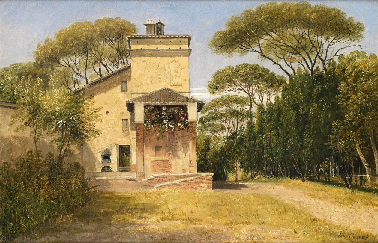Raphaels工作室在Villa Borghese，罗马，1849年的花园里 作者 托马斯·克雷斯维克