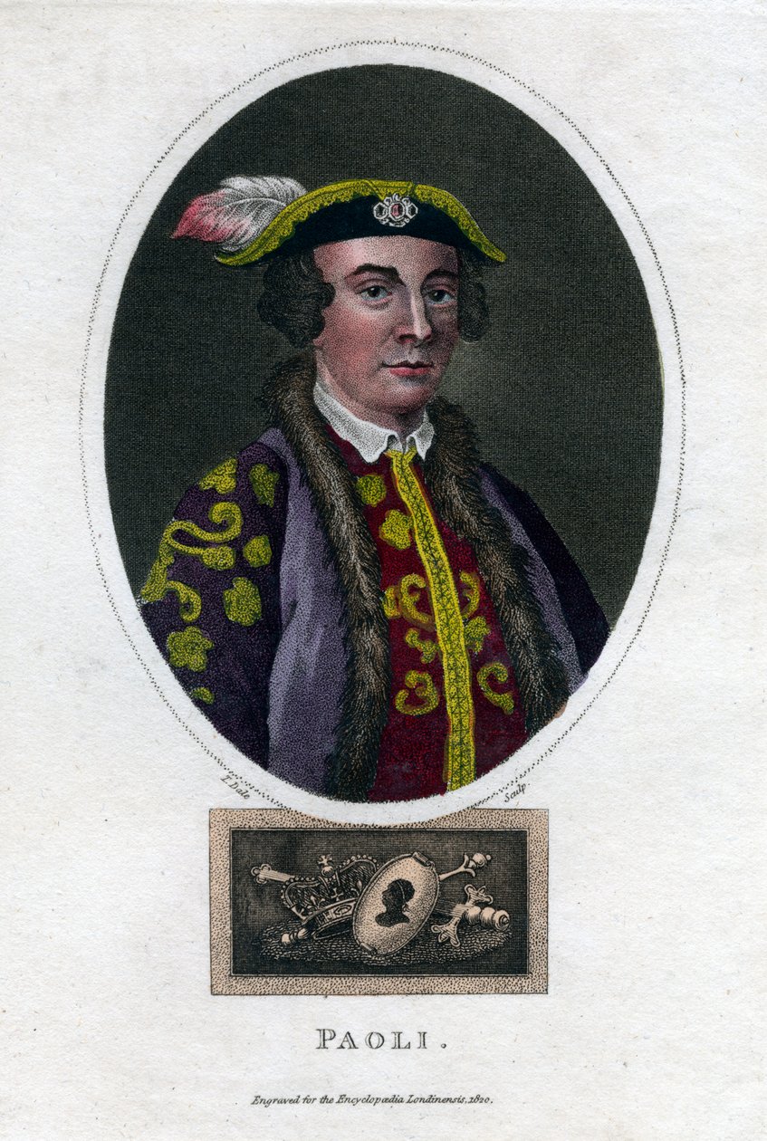 帕斯卡·保利（Pascal Paoli），18世纪科西嘉人将军和爱国者，1820年。 作者 托马斯·戴尔