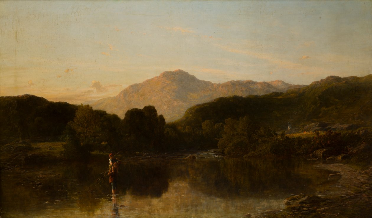 山区河景，约 1838-86 年（布面油画） 作者 托马斯·丹比