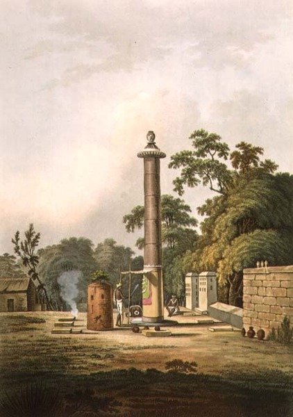 印度教的礼拜场所，由约瑟夫-康斯坦丁-斯塔德勒（fl.1780-1812）雕刻，由爱德华-奥姆（1774-1820）出版，约1803年（石印）。 作者 托马斯·丹尼尔