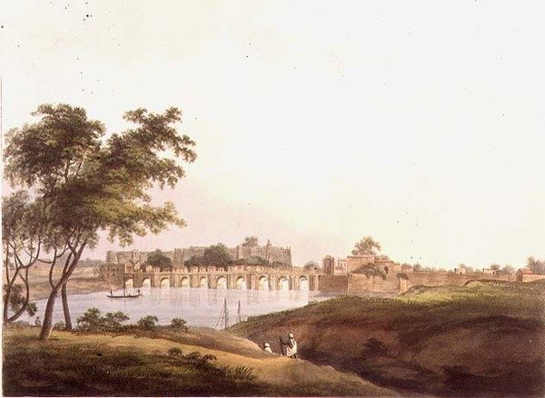 孟加拉Juonpore的桥，由H. Merke（约1800-20）雕刻，由Edward Orme（1774-c.1820）出版，1804年（平板）。 作者 托马斯·丹尼尔