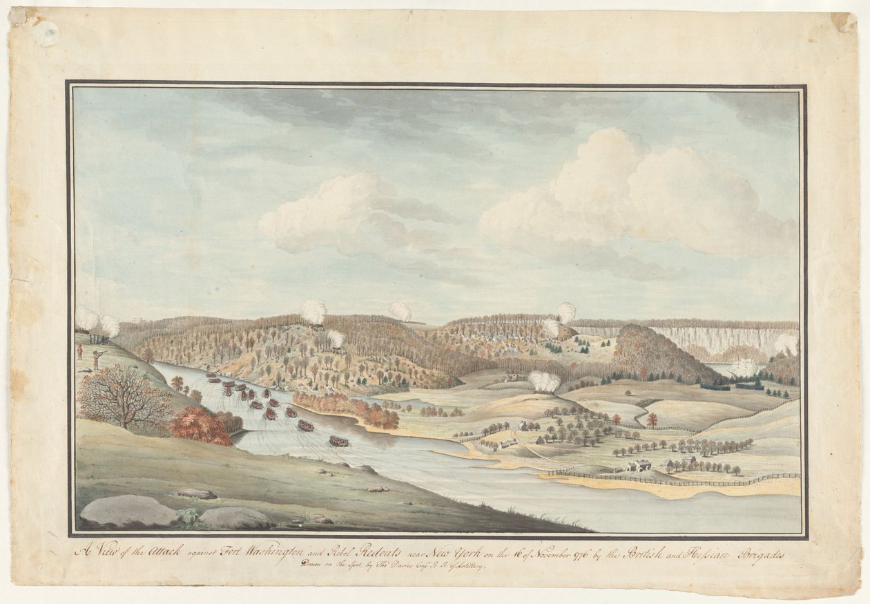 进攻华盛顿要塞，约 1776-1812 年（水彩画） 作者 托马斯·戴维斯