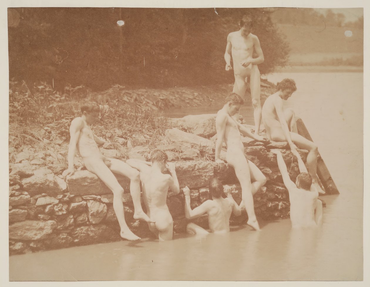 游泳的研究，1883年。 作者 托马斯·埃金斯