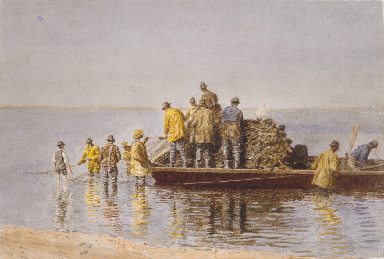 拿起网，1881年。 作者 托马斯·埃金斯