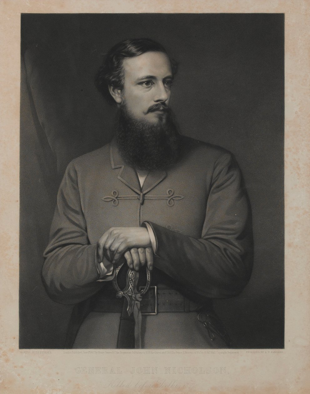 约翰·尼科尔森将军，由AN Saunders雕刻，由伦敦Henry Graves und Co.出版，1867年6月1日（混合方法雕刻） 作者 托马斯·弗朗西斯·迪克西