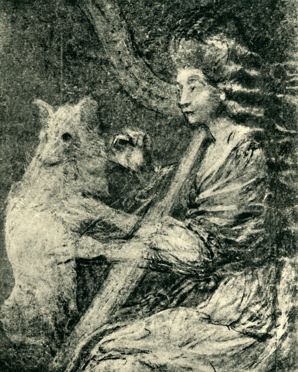 竖琴家和狗，c1778，1943年。 作者 托马斯·盖恩斯伯勒