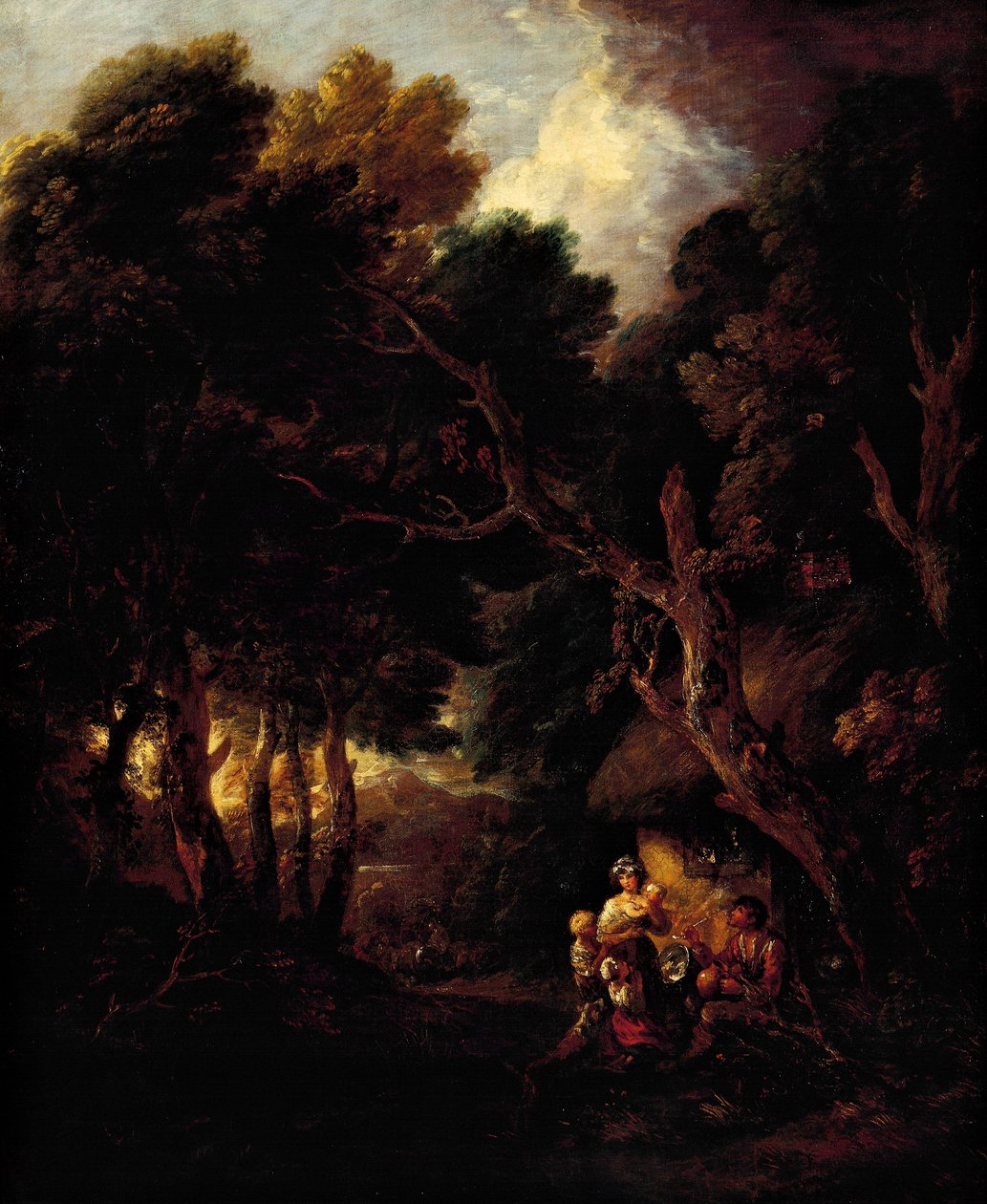 托马斯盖恩斯伯勒（Thomas Gainsborough，1727-1788）在他的小屋门口抽烟斗的农民 作者 托马斯·盖恩斯伯勒