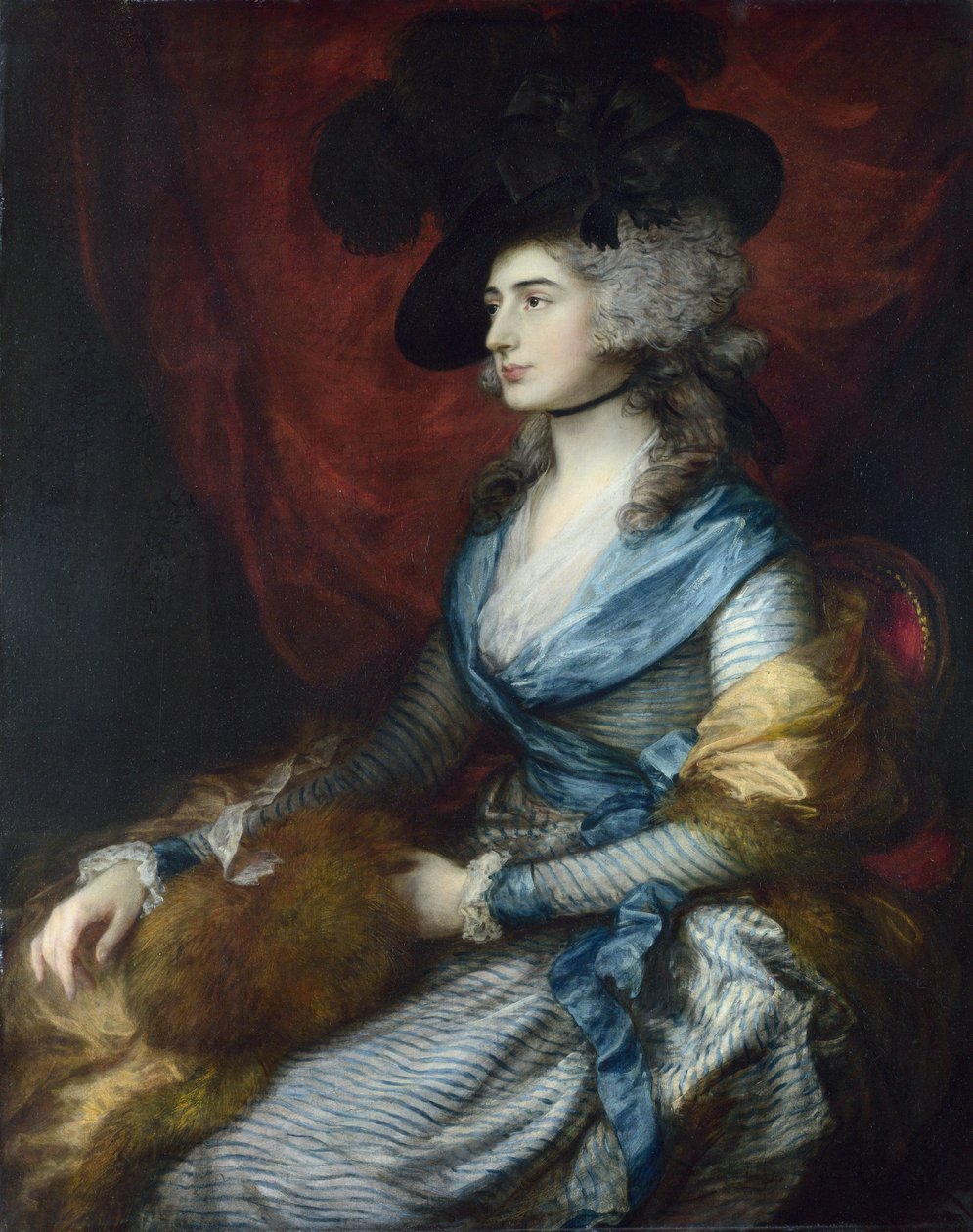 Sarah Siddons 的肖像（1755-1831） - Peinture de Thomas Gainsborough（1727-1788），布面油画 1785 - 伦敦国家美术馆 126x99,5 作者 托马斯·盖恩斯伯勒