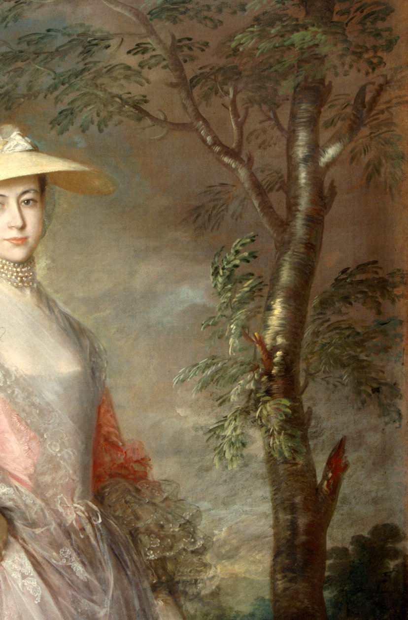 豪伯爵夫人玛丽的画作中的树细节，约 1760 年（布面油画） 作者 托马斯·盖恩斯伯勒