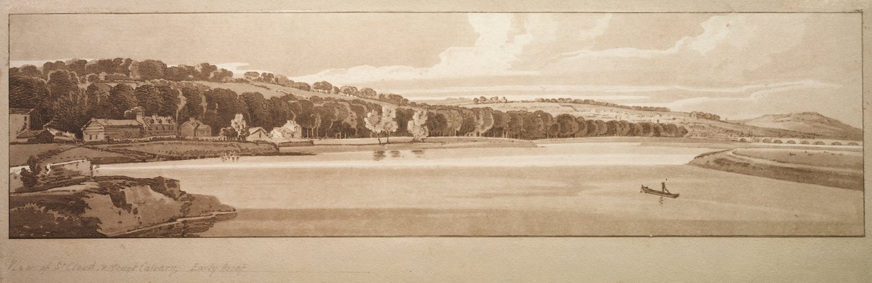 巴黎风景如画的二十景精选：从塞夫桥（Pont de Sêve）眺望圣克劳德和髑髅山 作者 托马斯·吉尔丁