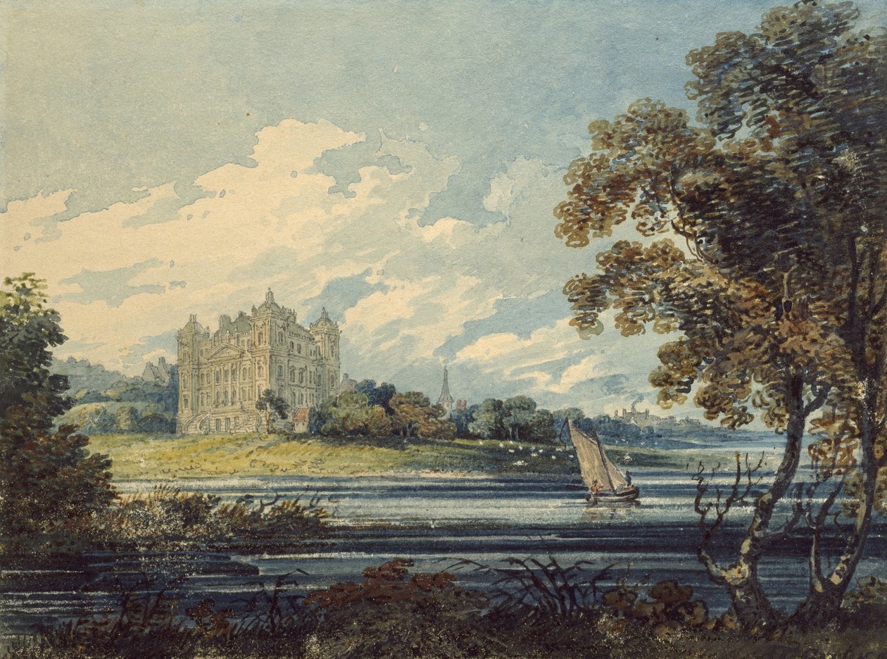 Duff House，班夫，1794年（水彩，有一些刮痕，石墨上的指示） 作者 托马斯·吉尔丁