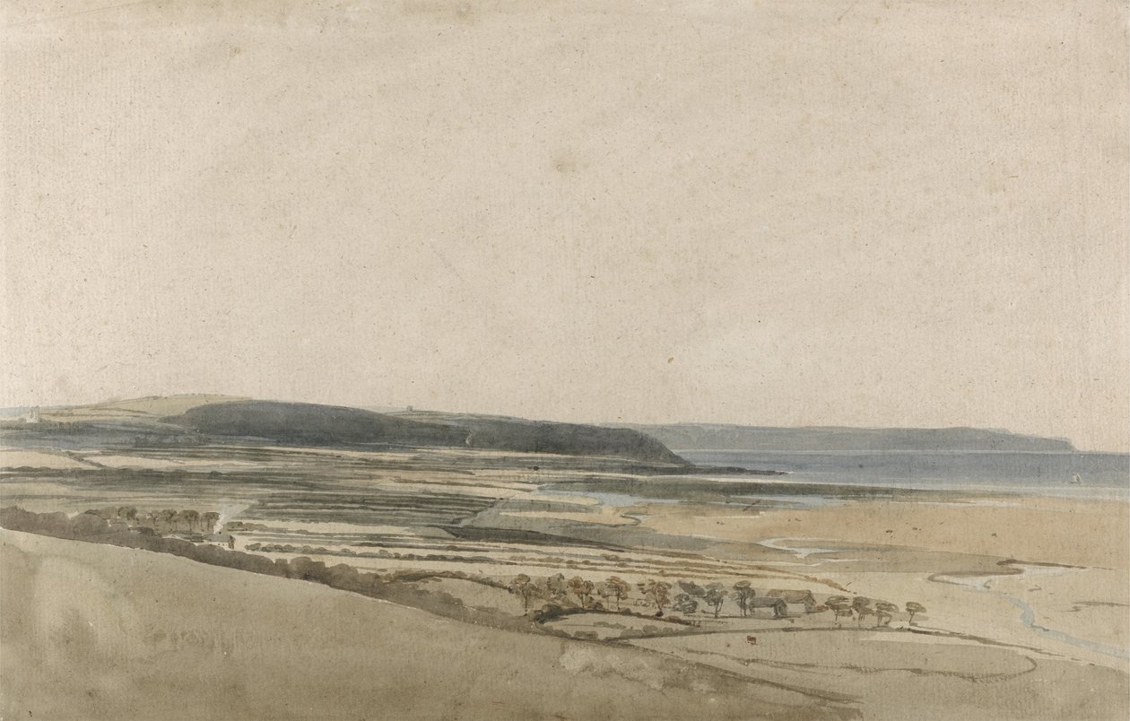 Taw河口，德文郡，约1801年（纸上铅笔水彩） 作者 托马斯·吉尔丁