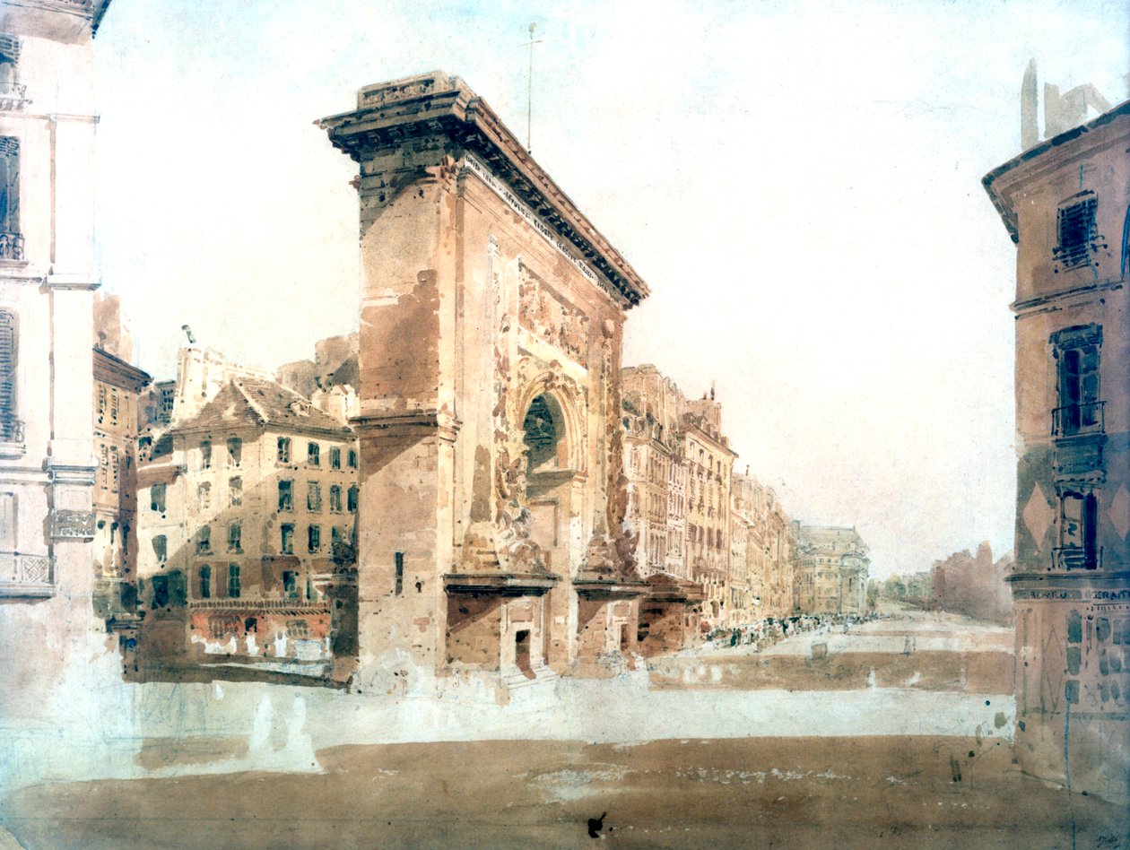 La Porte St Denis, Paris", 1800年 作者 托马斯·吉尔丁