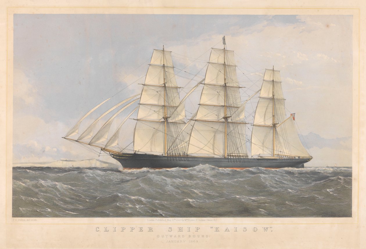 开索号外航快船，1869 年 1 月，约 1868-74 年（彩色石版画） 作者 托马斯·戈德沃斯·达顿