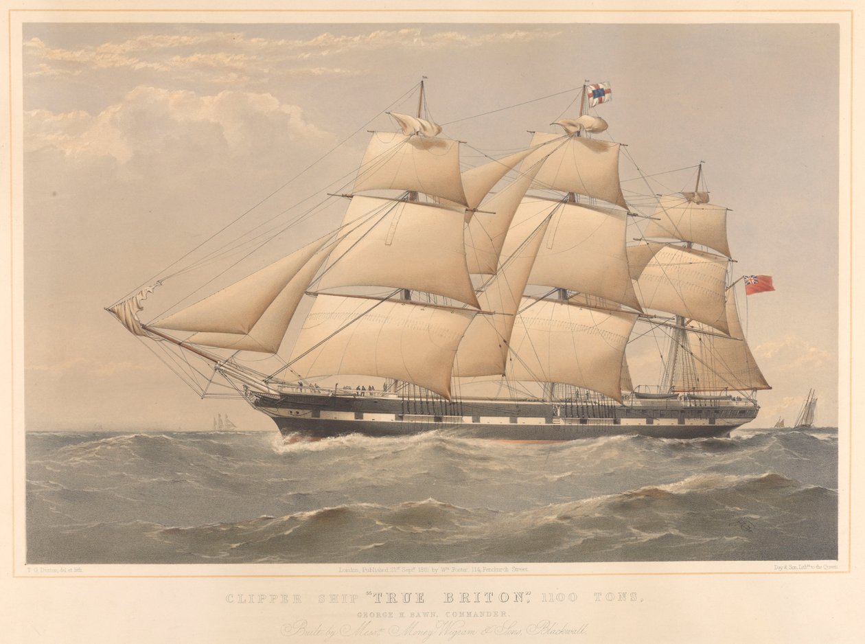 Clipper Ship True Briton 1100 吨、 作者 托马斯·戈德沃斯·达顿