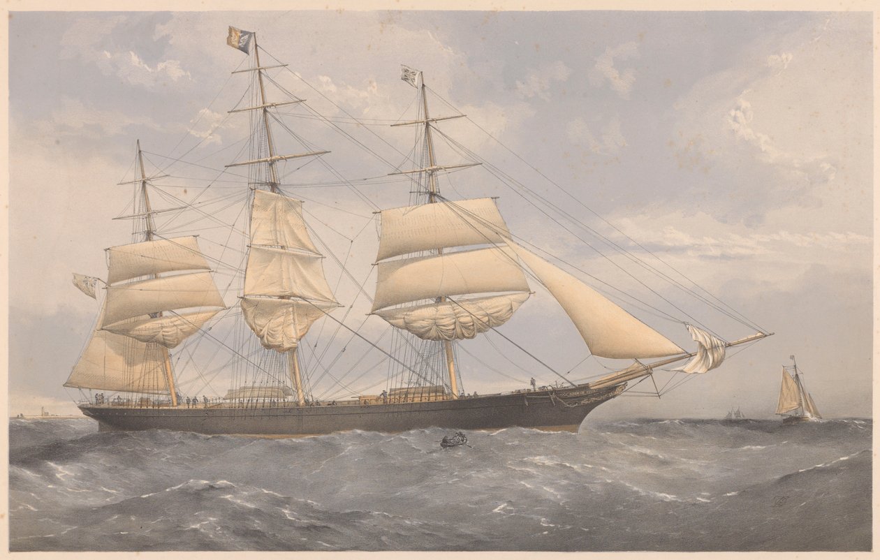 Clipper Ship Norman Court，约 1868-74 年（彩色石版画，石墨） 作者 托马斯·戈德沃斯·达顿