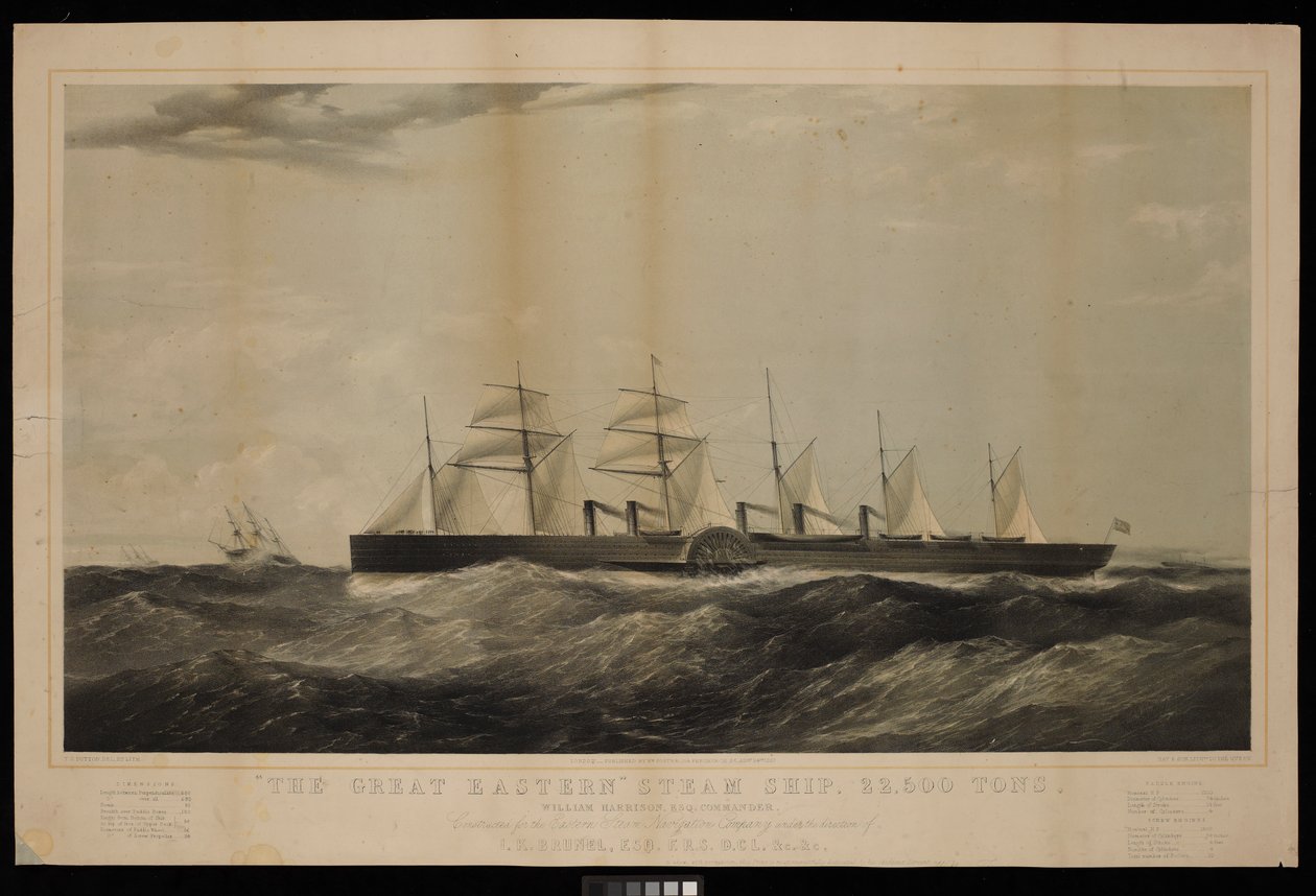 伟大的东方蒸汽船...威廉-哈里森（William, Harrison, Esq, Commander）在I-K-布鲁内尔（I K Brunel）的指导下为东方蒸汽轮船公司建造... 作者 托马斯·戈德沃斯·达顿