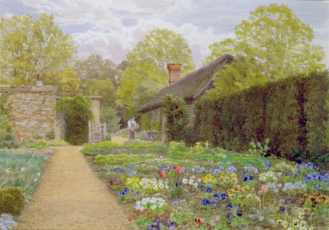 三色堇花园，Munstead Wood，Surrey，Gertrude Jekyll的故乡; 作者 托马斯·H·洪恩