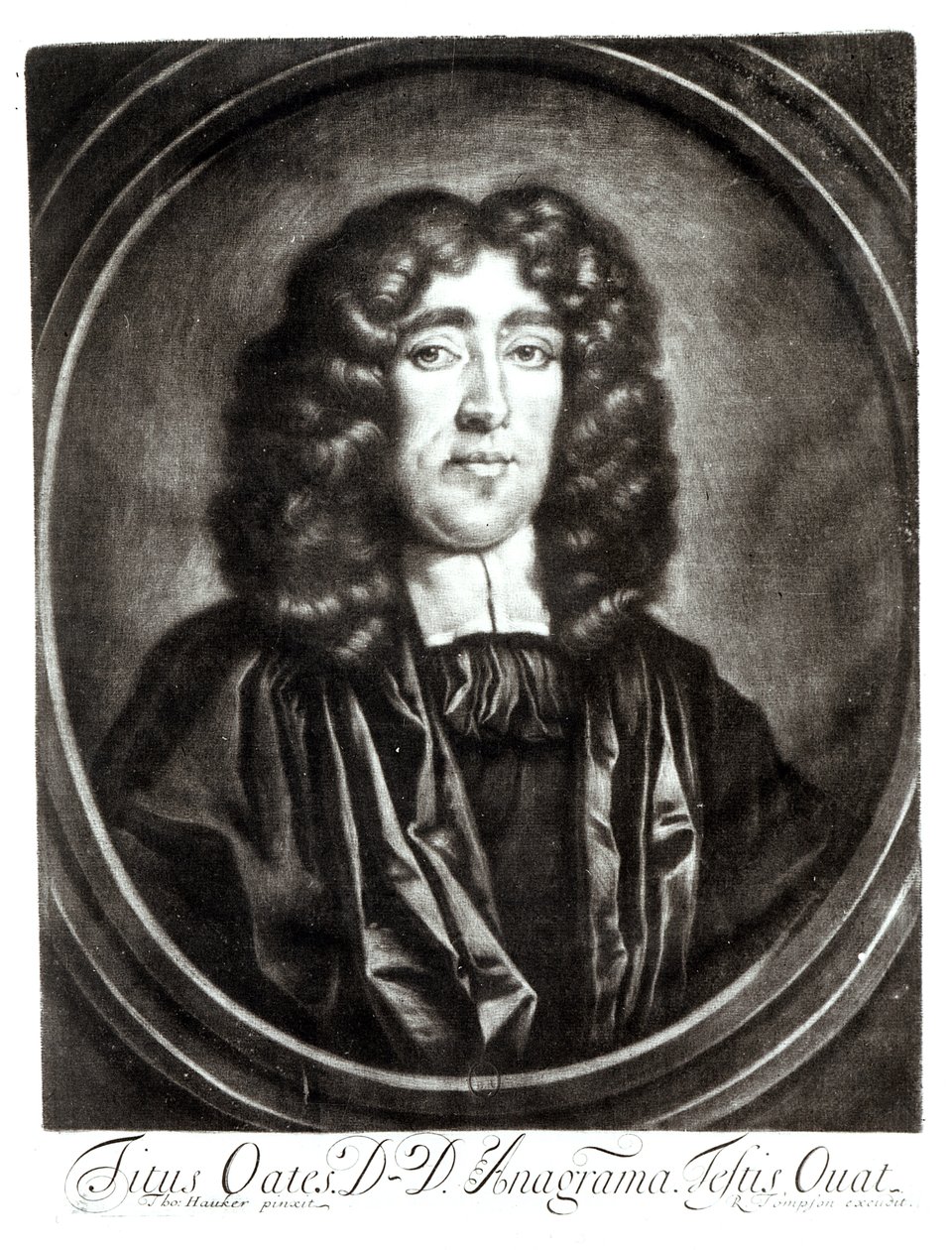 泰特斯·奥茨（1649-1705）的肖像由R.汤普森雕刻而成 作者 托马斯·霍克