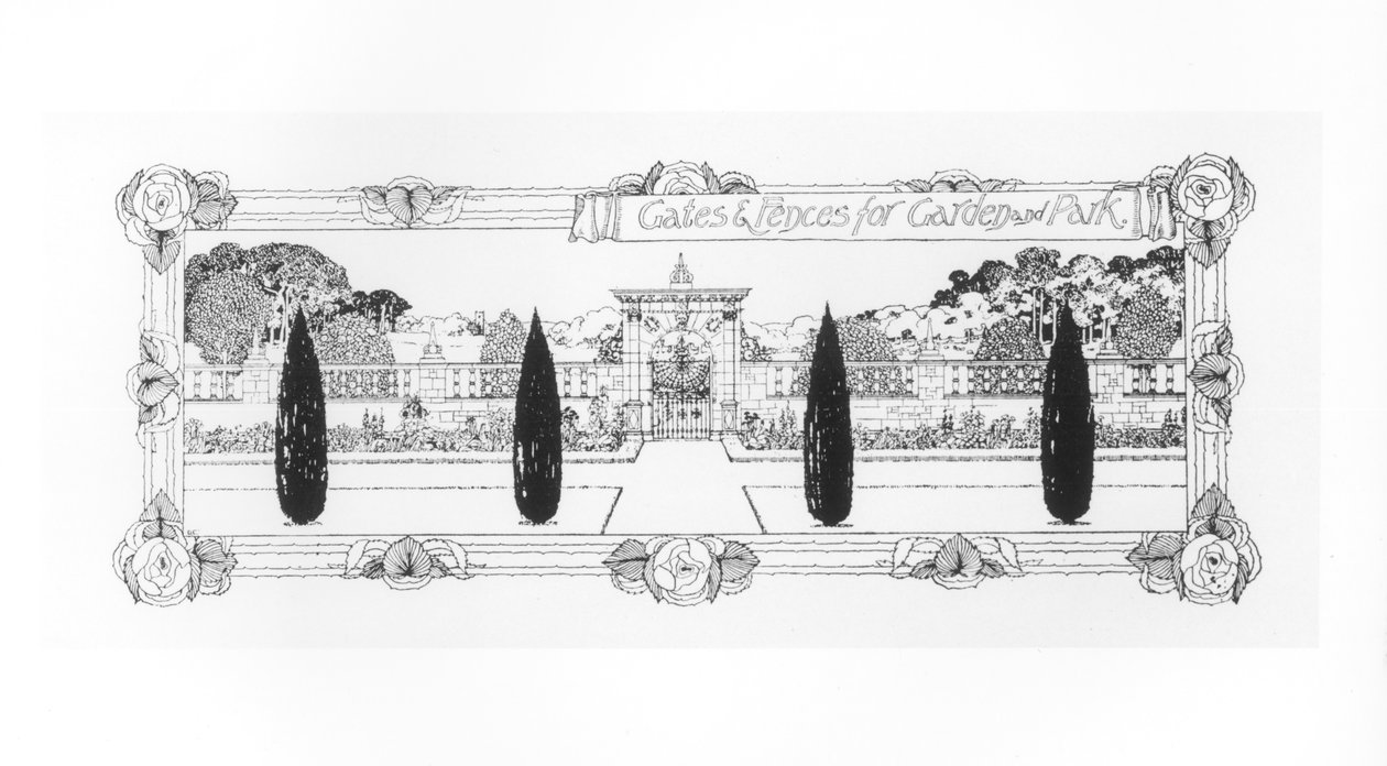 花园和公园的围栏和围栏，来自1900年出版的“花园制作艺术与工艺” 作者 托马斯·海顿·莫森