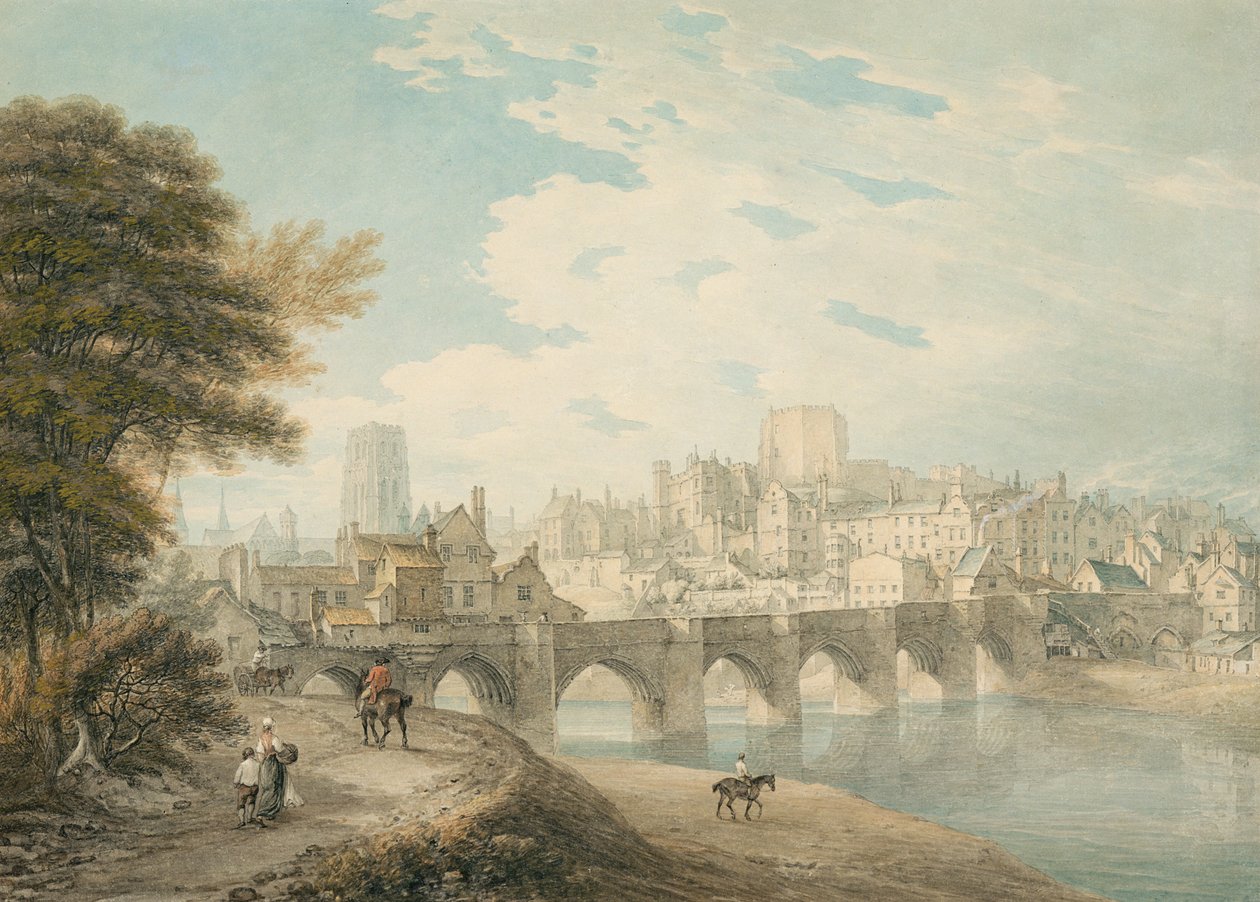 达勒姆东北视图，约1783年（纸上的铅笔，水彩和水粉画） 作者 托马斯·赫恩