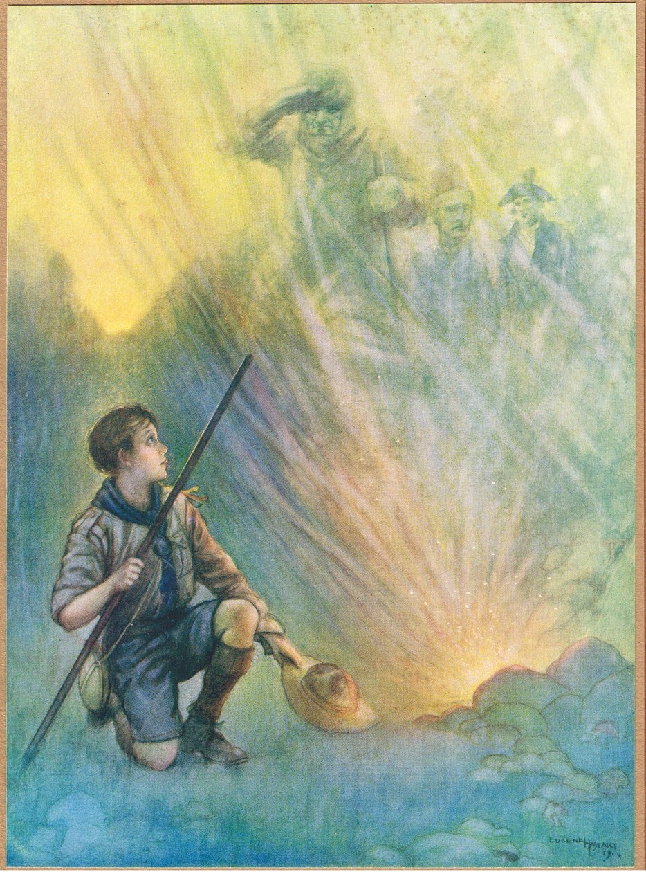 过去的英雄》，插图选自《纽恩斯知识画册》（彩色石版印刷）。 作者 汤玛斯·希思·罗宾逊