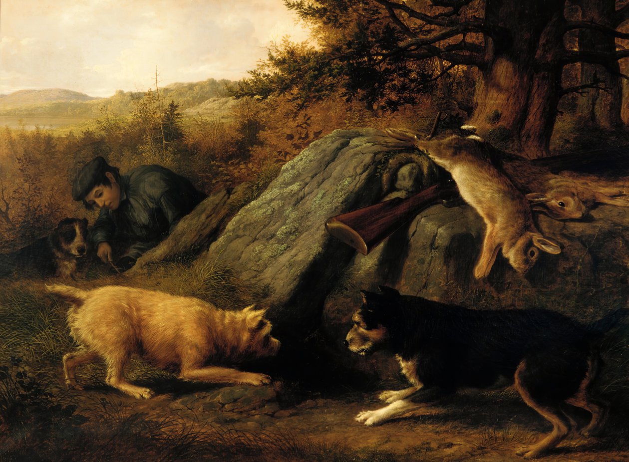 兔子猎人，1850年。 作者 托马斯·休斯·欣克利