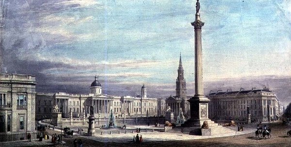 G. 摩尔设计的特拉法加广场布局图 1842年 作者 托马斯·海厄姆