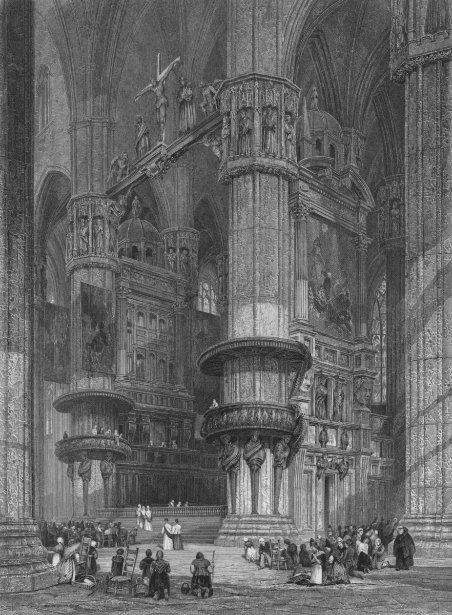 米兰大教堂内部，望向高坛，1844年。 作者 托马斯·海厄姆